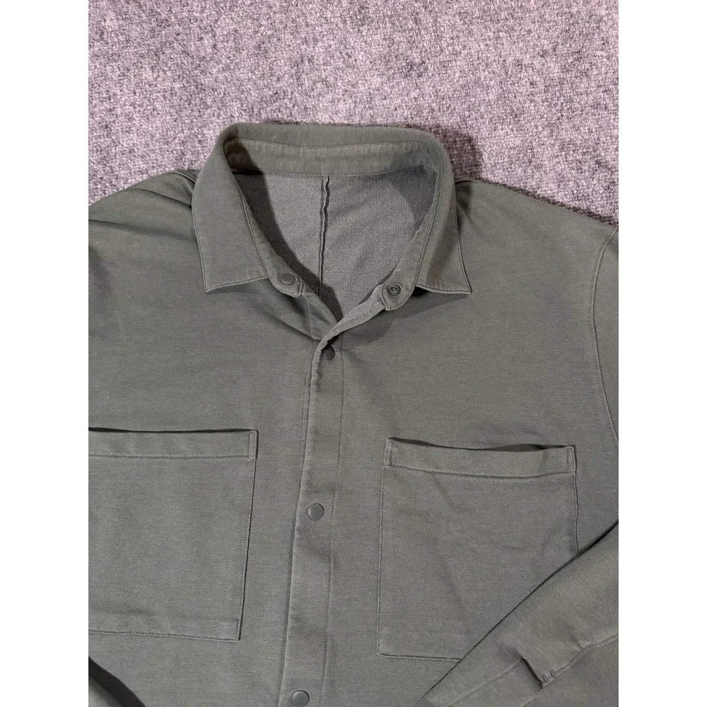 Lululemon Shirt Mens XL Green Snap Front Jersey Long Sleeve Overshirt Casual - Picture 4 of 9